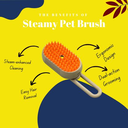 Steamy Pet Brush – Electric Cat & Dog Grooming Comb with Hair Removal & Spray